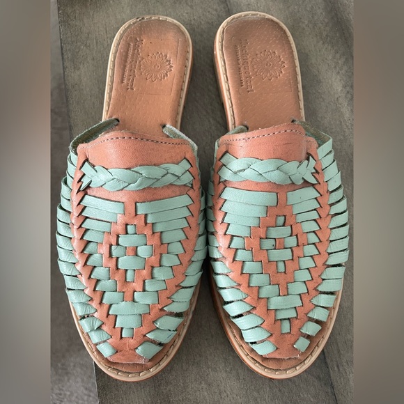 Handmade Leather Huarache Mules - Picture 1 of 7